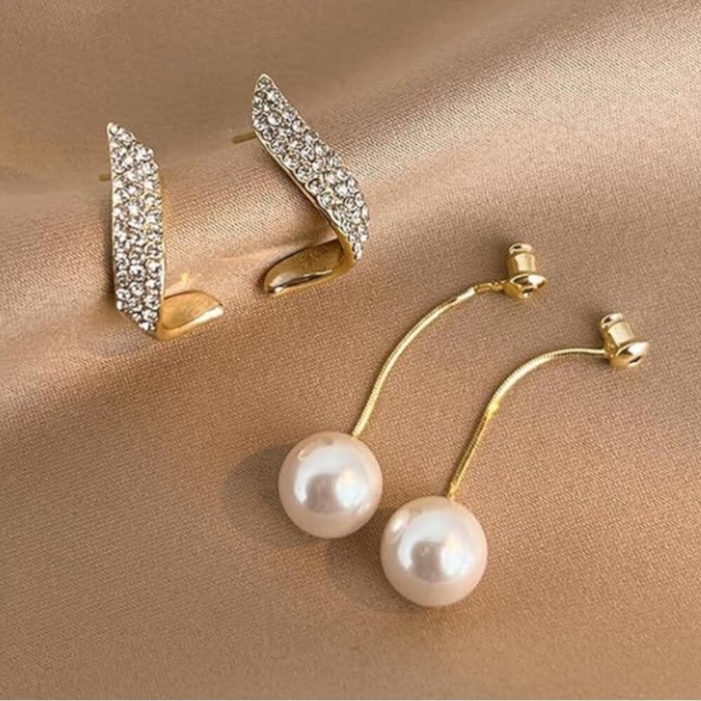 Pearl and Rhinestone Earring Jacket - Picture 4 of 4